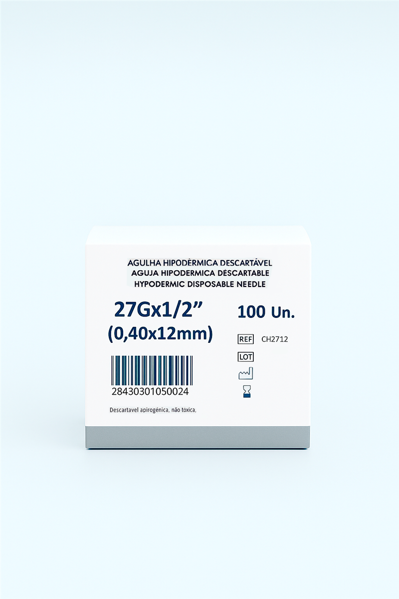 Agulha Hipodérmica 27Gx1/2" (0,40x12mm)