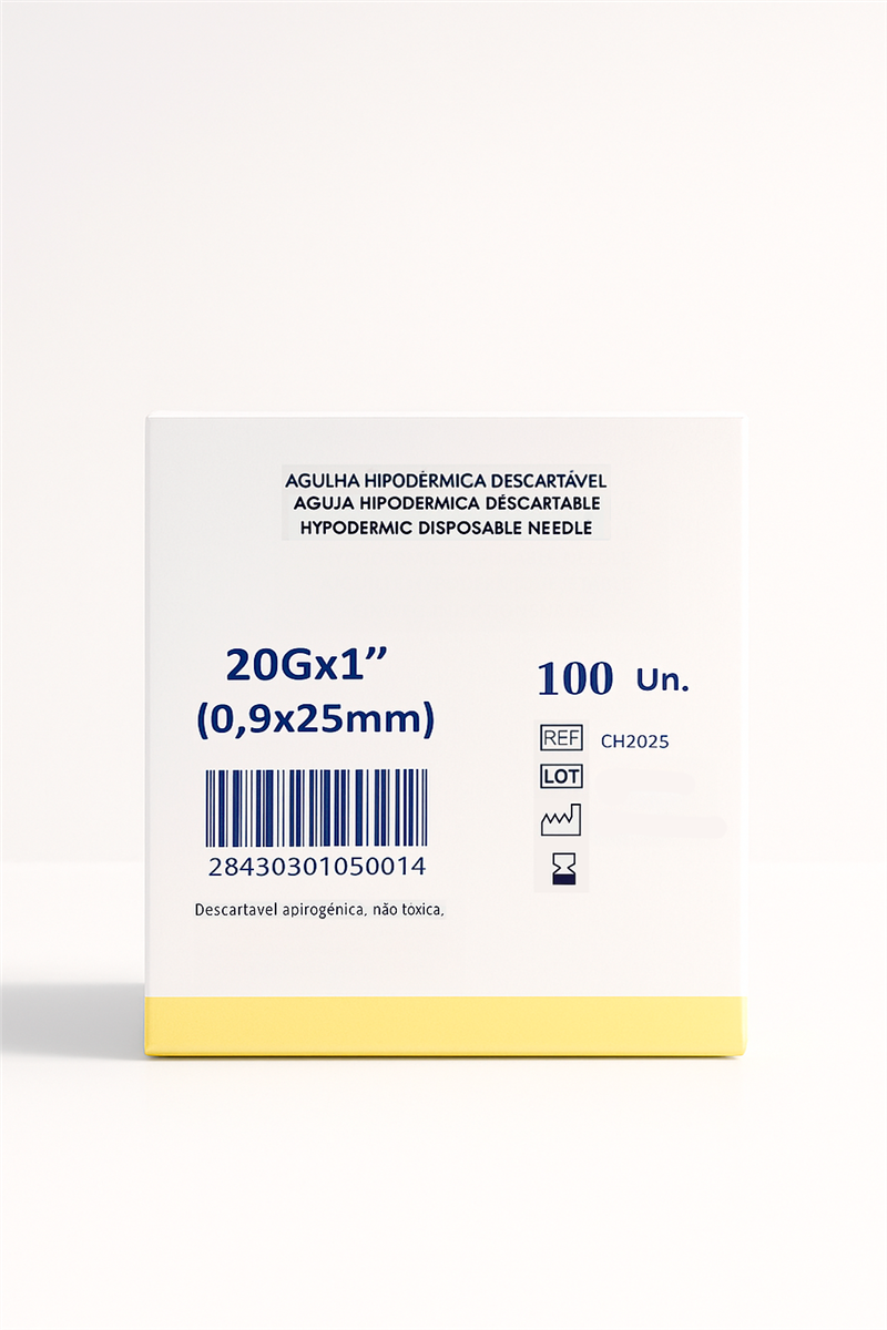 Agulha Hipodérmica 20Gx1" (0,9x25mm)