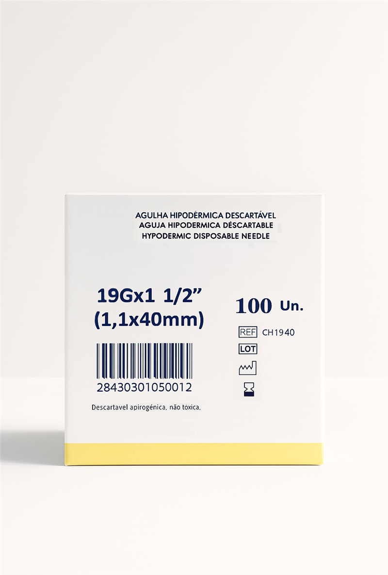 Agulha Hipodérmica 19Gx11/2" (1,1x40mm)