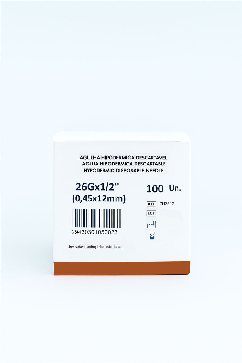 Agulha Hipodérmica 26Gx1/2" (0,45x12mm)