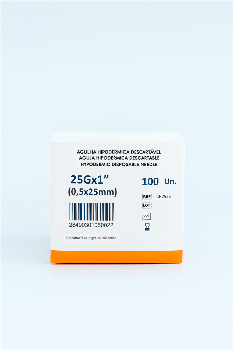 Agulha Hipodérmica 25Gx1" (0,5x25mm)