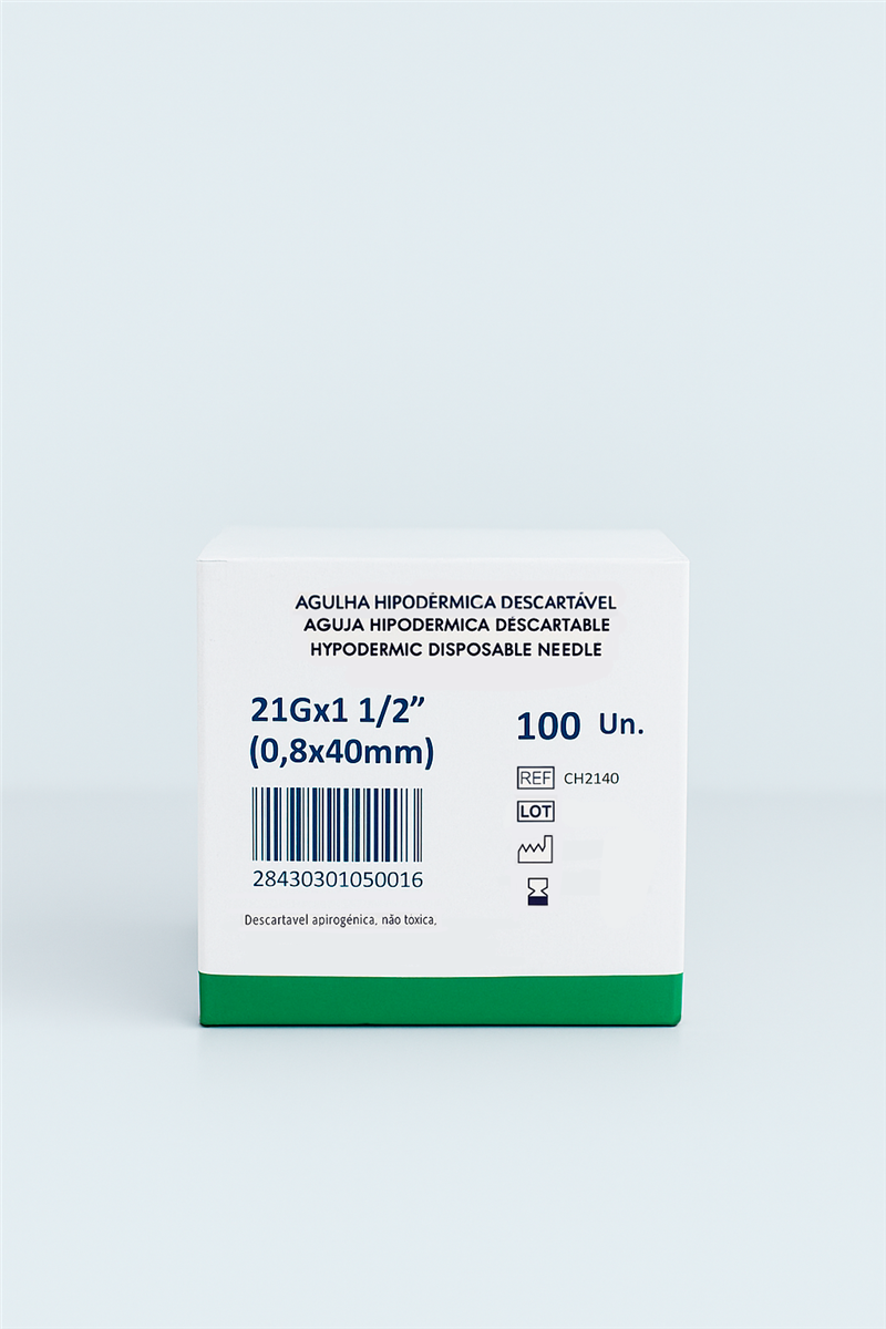 Agulha Hipodérmica 21Gx11/2" (0,8x40mm)