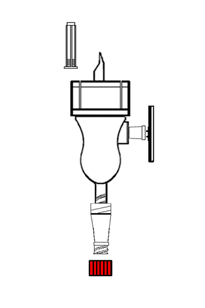 Mini perfurador com filtro, com fixador para frascos 20mm, com válvula Neutroval®