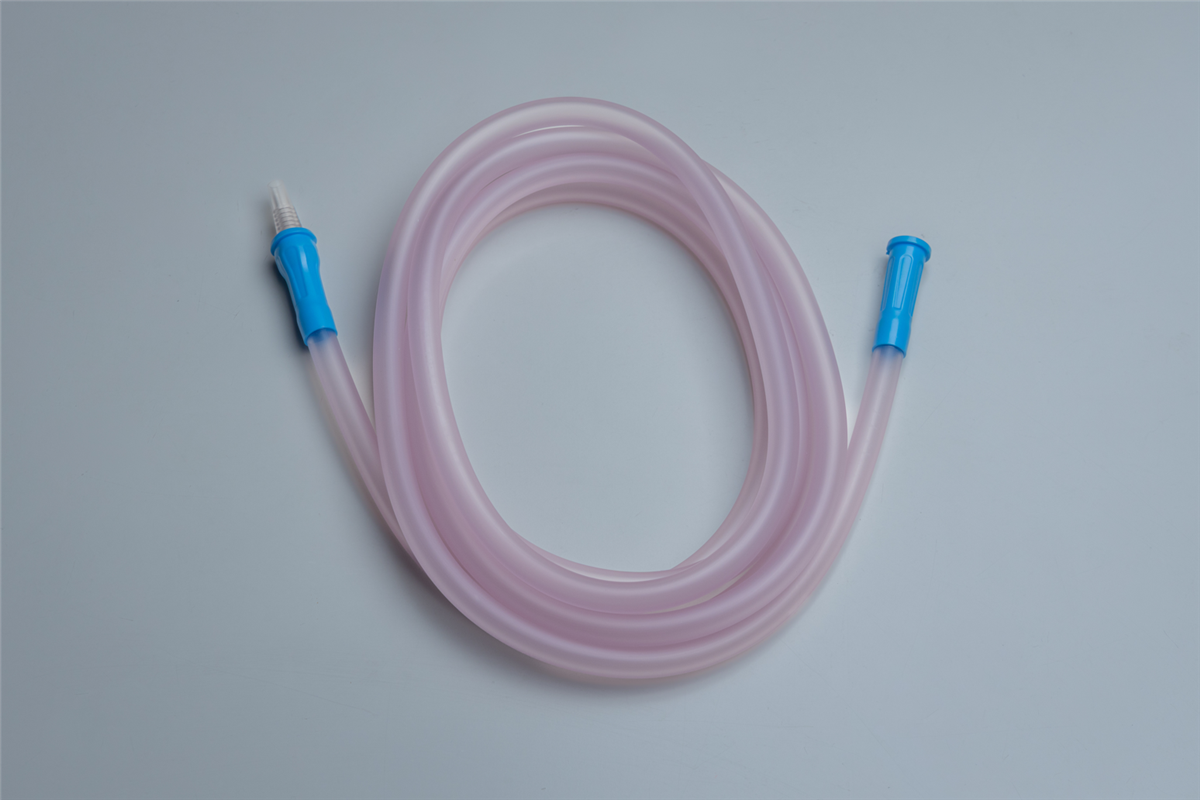 Smooth suction tube with blue connectors, with conical connector
