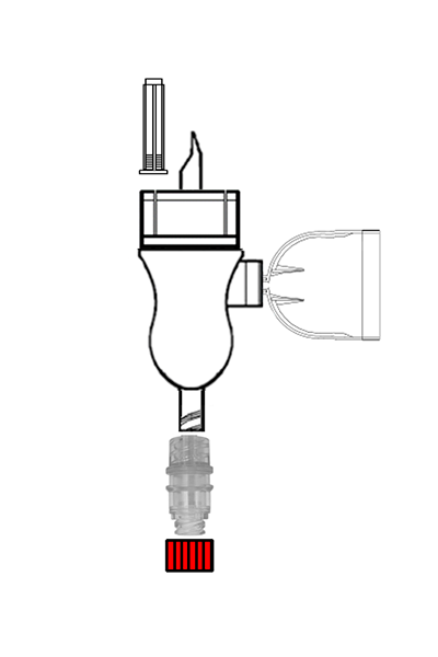 Safety device for preparation/transfer of cytostatics with reservoir for volatile gases, with 13mm bottle holder and Gen2 Valve