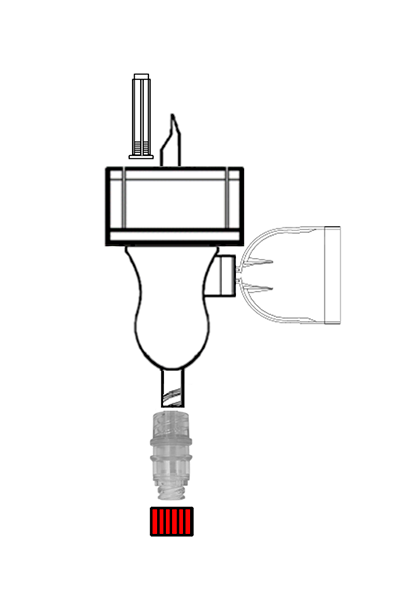 Safety device for preparation/transfer of cytostatics with reservoir for volatile gases, with 32mm bottle holder and Gen2 Valve