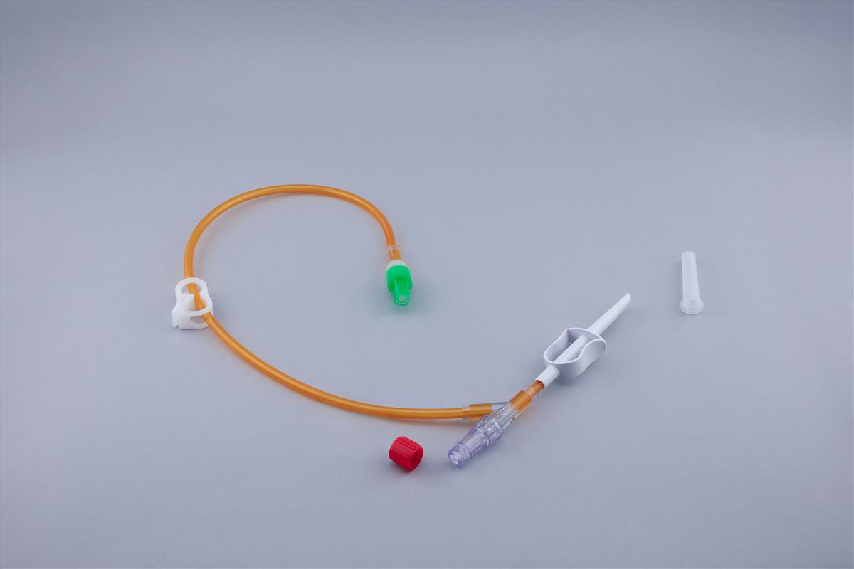 Orange opaque Cytostatic preparation line with Single Channel spike, Bidirectional Y Valve and mobile Luer Lock with purge filter