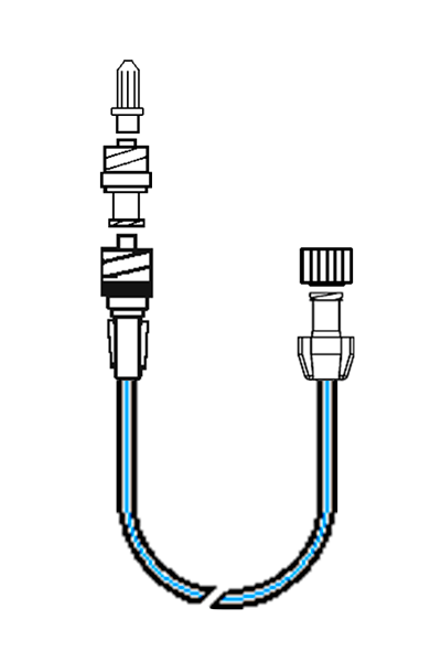 Prolongamento Venoso com linha azul, com VAR 1 e Luer Lock móvel Macho Fêmea