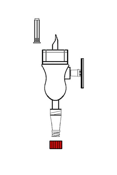 Mini perfurador com filtro, com fixador para frascos 13mm, com válvula Neutroval®