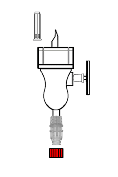 Mini perfurador com filtro, com fixador para frascos 20mm, com Válvula Gen2®