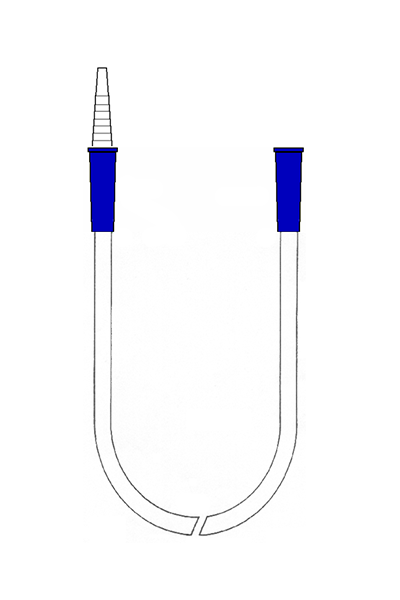 Tubo de aspiração liso com conectores azuis, com conector cónico