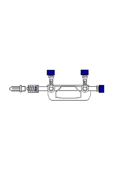 High pressure ramp with 2 faucets (OFF), Luer Lock Male Female - Radiology