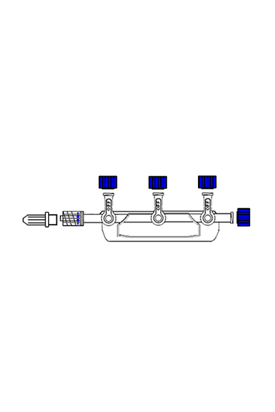 High pressure ramp with 3 faucets (OFF), Male Female Luer Lock - Radiology