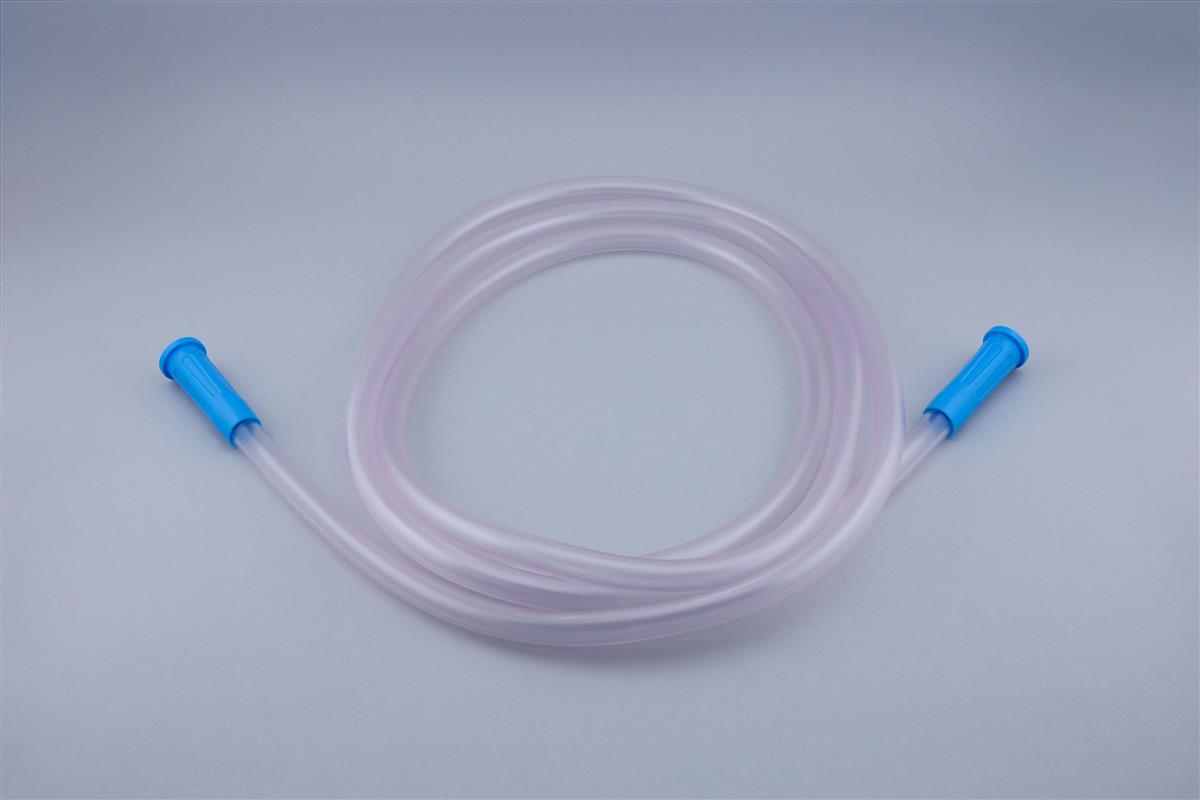 Smooth suction tube with blue connectors 7mm