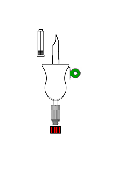 Mini two-channel spike with aerator, with Caresafe® Valve